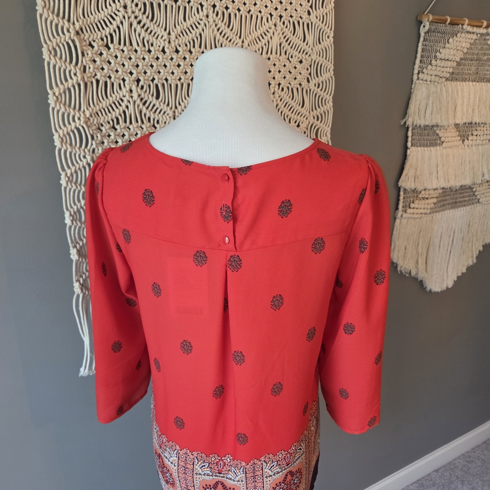 Maeve Orange Patterned Blouse - Picture 3 of 5